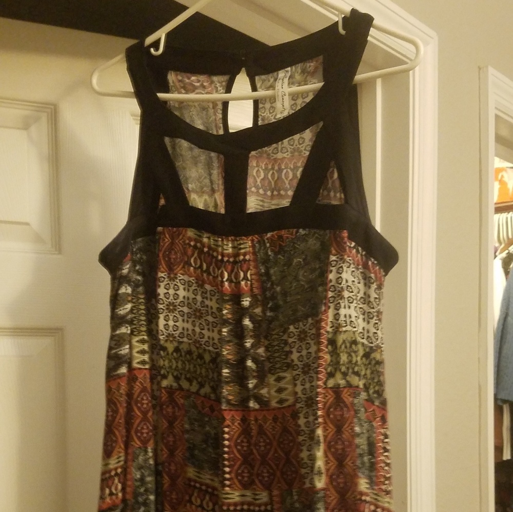 Black Green and Red mid-length dress
